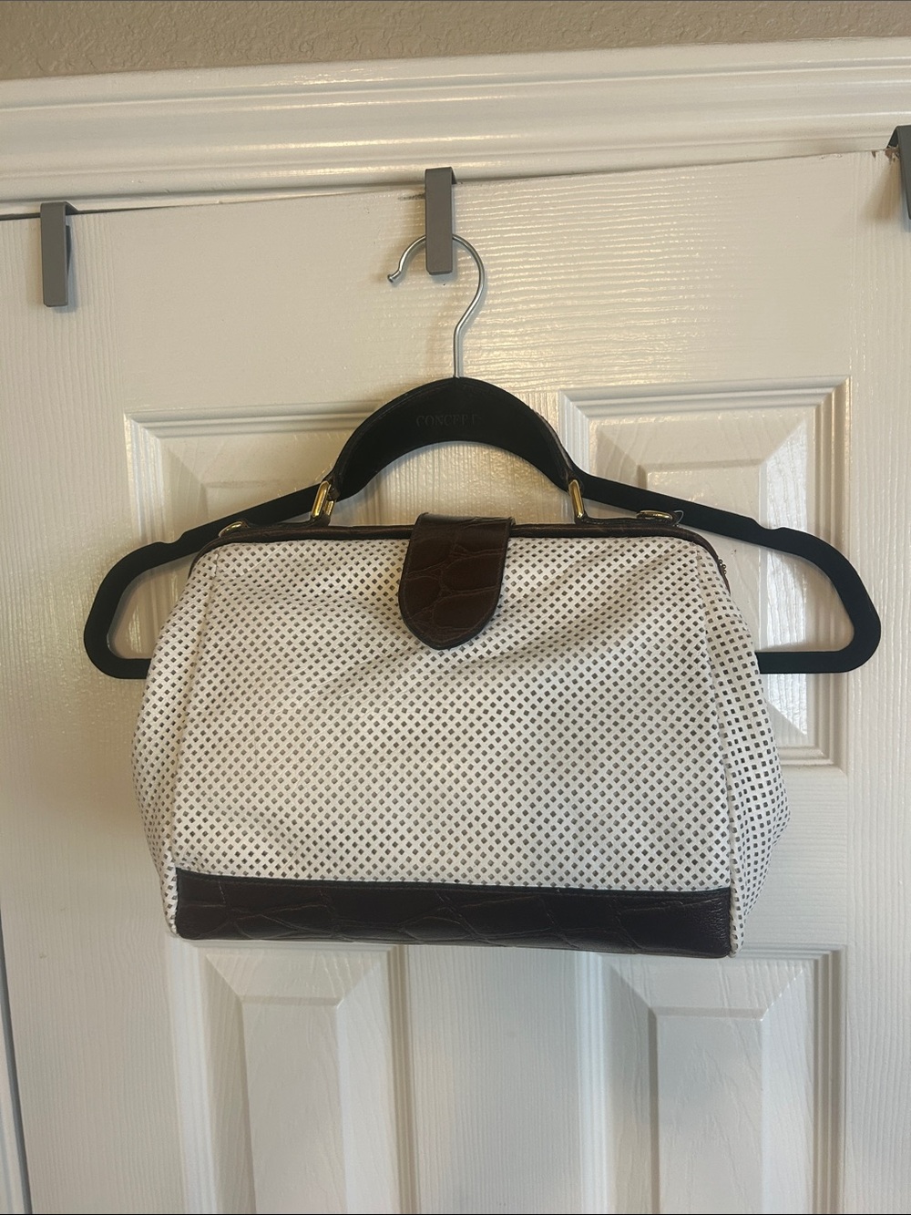 NEW Valerie Steven’s Perforated Leather Satchel
